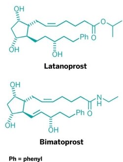 Structures of latanoprost and bimatoprost.