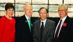 Photo of (from left): ACS Executive Director and CEO Madeleine Jacobs, ACS Board Chair William F. Carroll Jr., Robert S. Langer, the David H. Koch Institute Professor at Massachusetts Institute of Technology, and ACS President Bassam Z. Shakhashiri at the ACS National Meeting in Philadelphia in Aug. 2012.