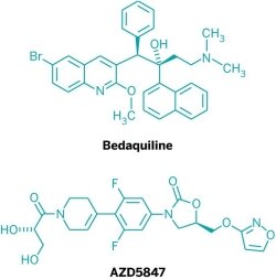 Structures of bedaquiline and AZD5847.